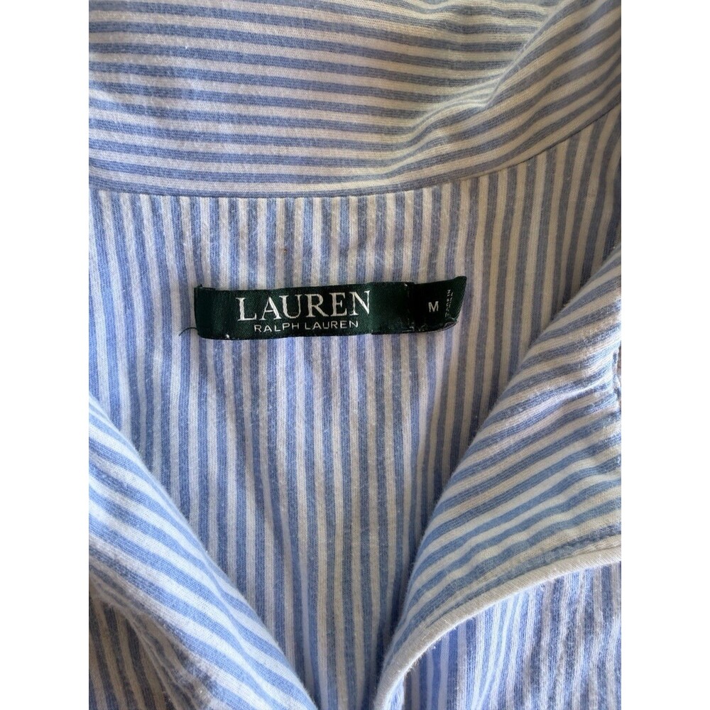 Ralph Lauren Monogrammed Striped Pajamas In Size Medium Blue & White 100 Cotton - Picture 3 of 8